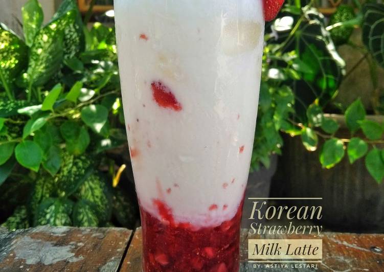 Resep Korean Strawberry Milk Latte Anti Gagal