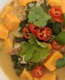 Sweet potato and coconut green thai curry soup