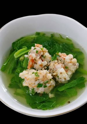 Hình của món SP.0640 - Canh Cải Bẹ Xanh Nấu Tôm Tú Cầu.