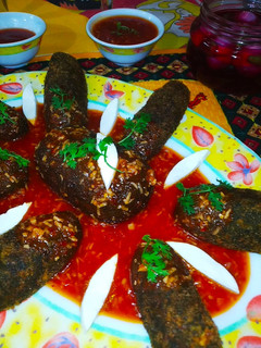 A picture of Paneer Fingers with Red Hot Chilli Garlic Sauce.