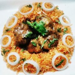 Fried Rice with Soya Manchurian A picture of Fried Rice with Soya Manchurian.