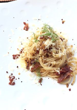 A picture of Bacon Spaghetti Aglio Olio.