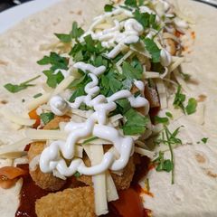 A picture of Quick and easy chicken and gouchang Tortilla wrap.