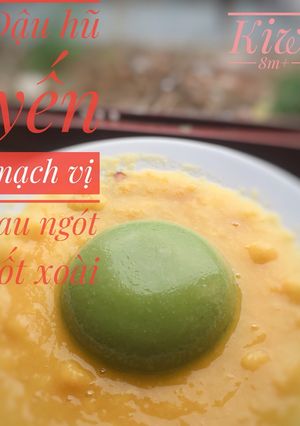 Hình của món Đậu hủ yến mạch vị rau ngót sốt xoài.