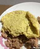 Pan tipo Waffle, de avena y huevo; en microondas