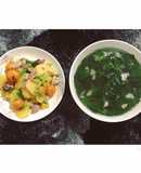 Tràng trứng non xào dứa Rau ngót nấu thịt