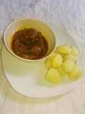 Boiled potatoes with cowtail soup