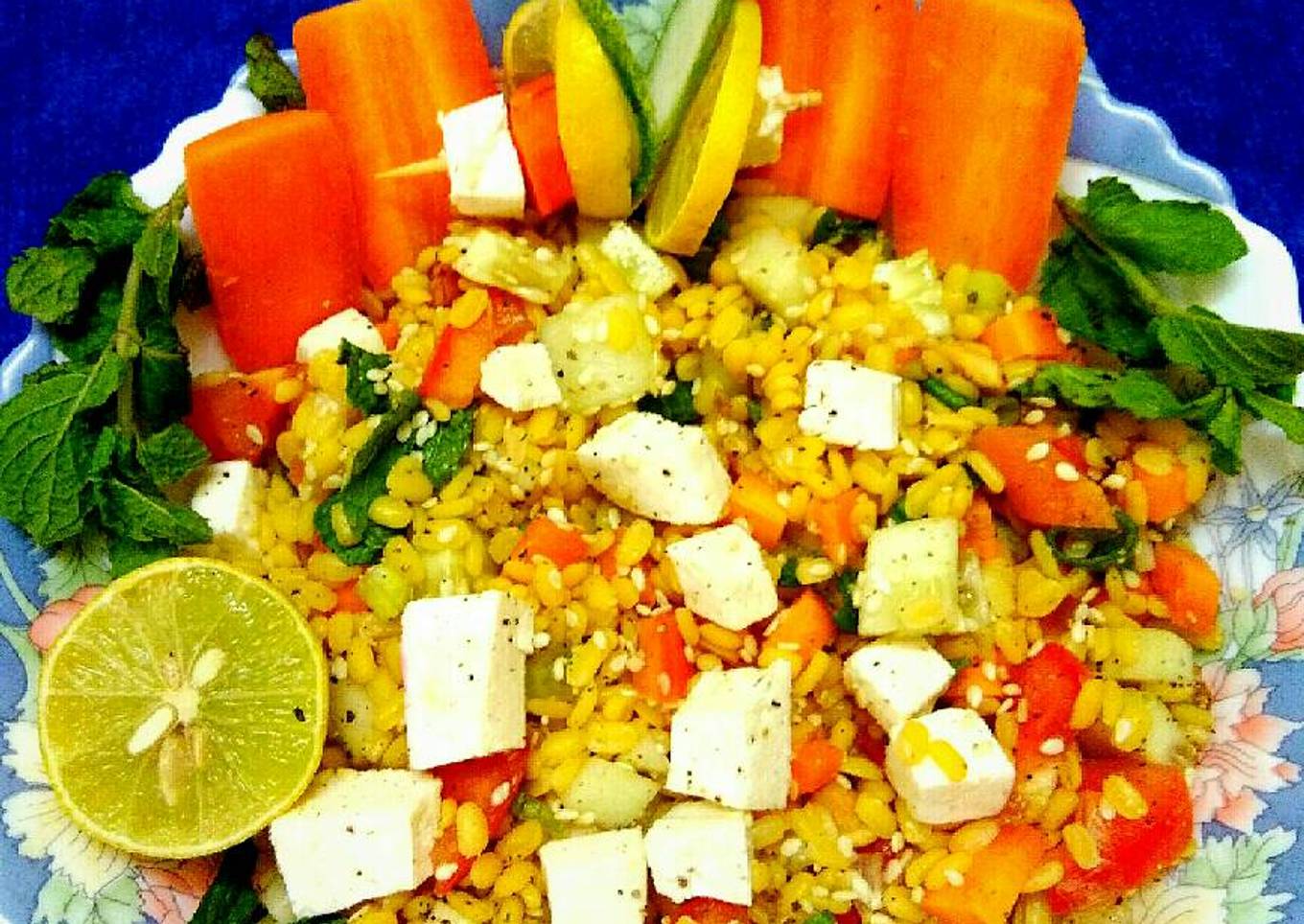 Warm lentil sesame salad