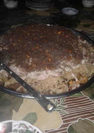 صورة لوصفة مقلوبة دجاج ولحمة