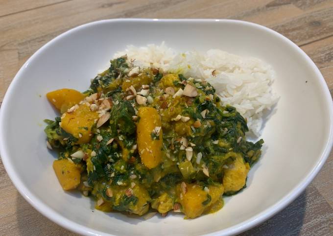 Butternut squash and spinach curry