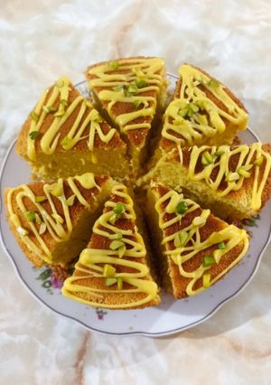 عکسی از دستور کیک گلاب و زعفران 😍