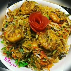 A picture of Prawns Biryani.
