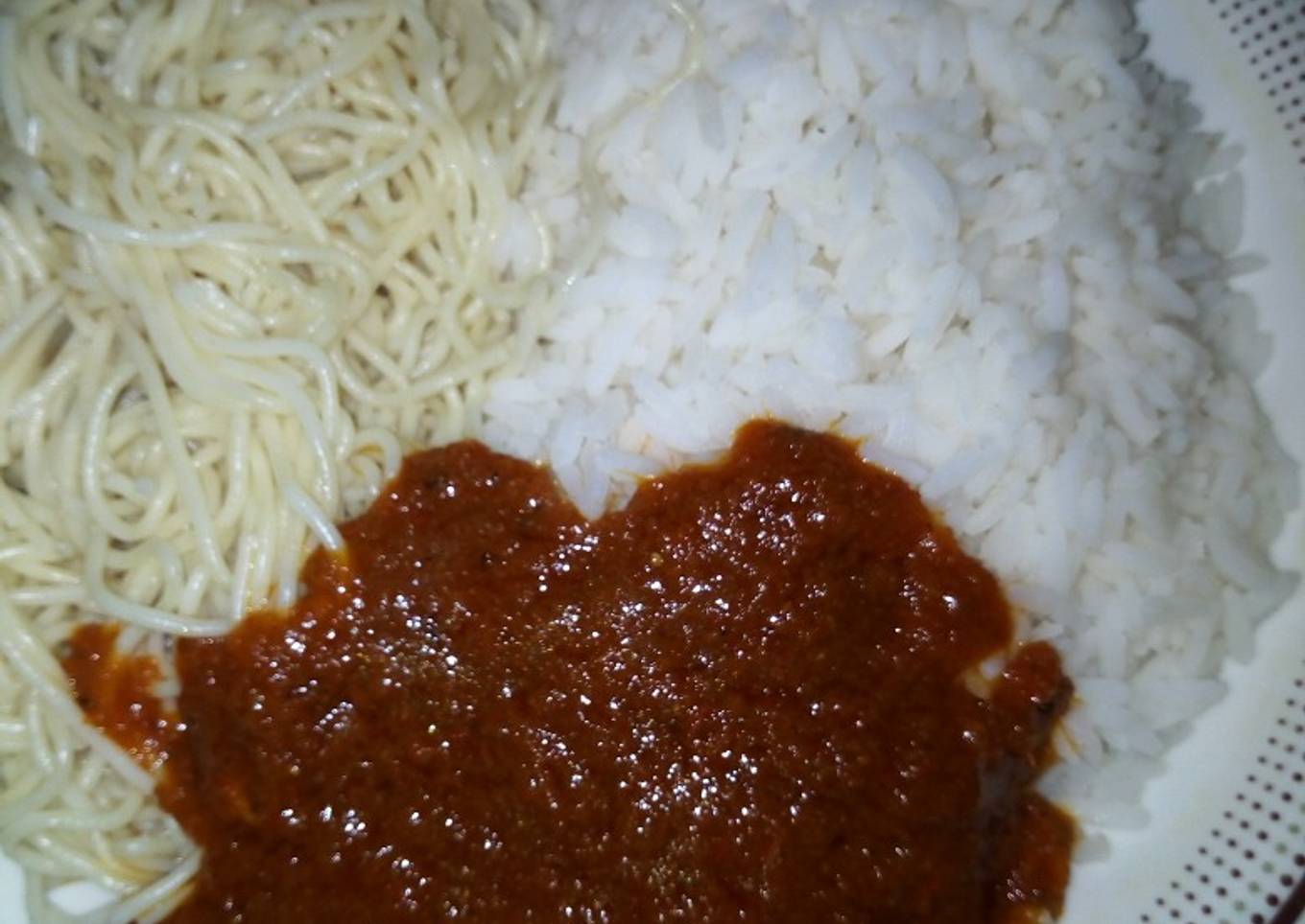 Rice and spaghetti