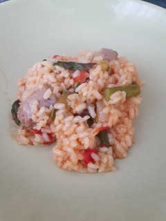 Una foto de Arroz meloso con butifarra y espárragos trigueros