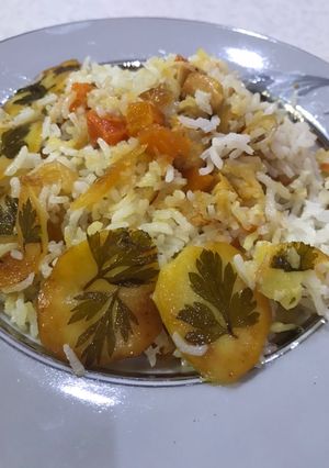 عکسی از دستور کئی پلا (ته چین کدو حلوایی)