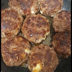 Cheese stuffed burgers A picture of Cheese stuffed burgers.