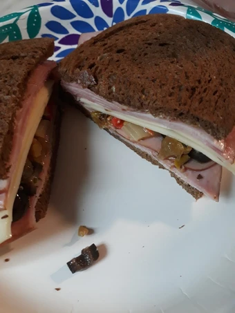 Recipe Ham and Swiss with Muffaletta Olive Salad the Awesome  Really delicious