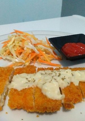 Foto resep Chicken katsu wth bechamel sauce nd salad