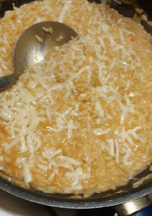 Una foto de Risotto cremoso de zanahoria y zapallo