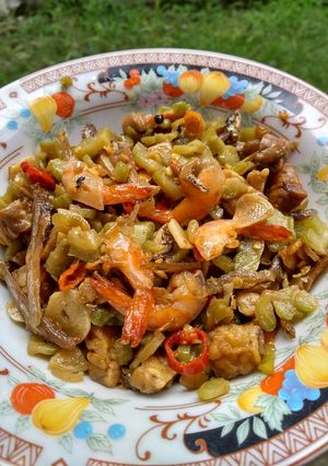 Foto resep Tumis pare mix teri, udang dan tempe