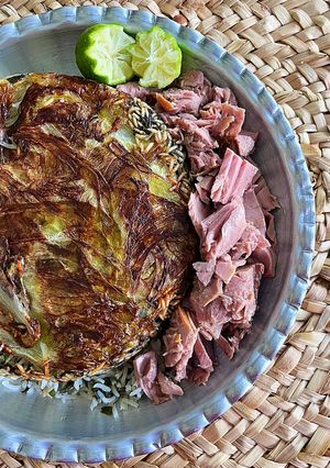 عکسی از دستور ته ديگ كاهو