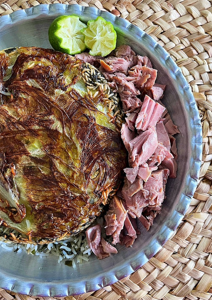 عکسی از دستور ته ديگ كاهو