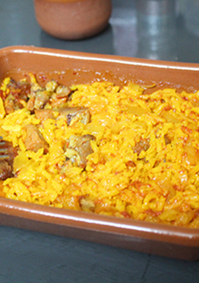 Una foto de Arroz con jamón asado