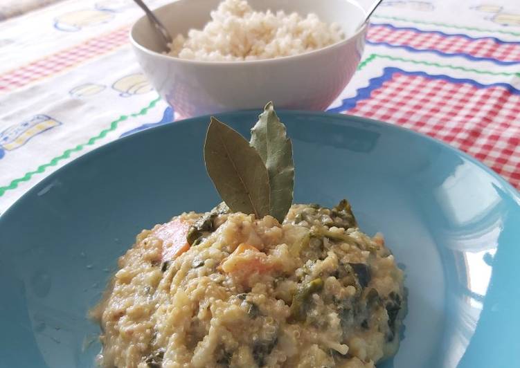 Verduras con quinoa y leche de coco