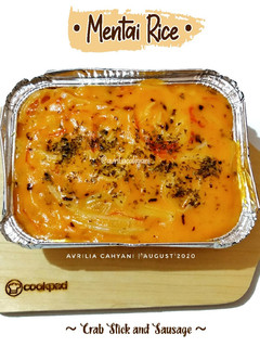 Foto resep Homemade Mentai Rice (Crab stick and Sausage)