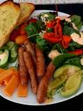 My Pork Sausage Salad with chedder Cheese & Garlic Bread