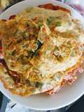 Tortilla de judías verdes (vainicas o poroto) con espinaca, huevo