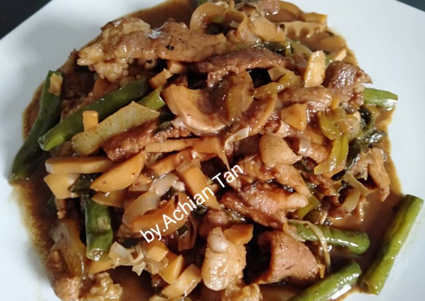 Rebung kecap cah daging