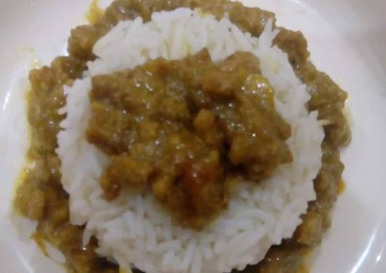 Mutton boti with boiled rice