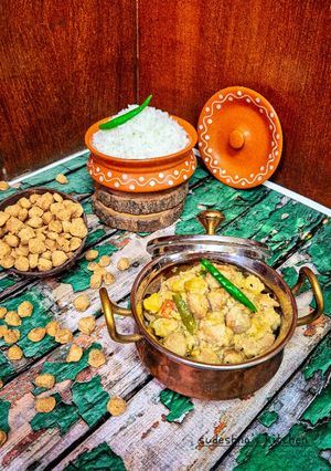 A picture of Soya chunks Aloo Posto.