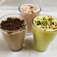 Rose Lassi Kesar Pistachio Lassi Chocolate Lassi A picture of Rose Lassi Kesar Pistachio Lassi Chocolate Lassi.