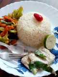 Steamed Bhetki (Barramundi fish) with Gondhoraj lebu