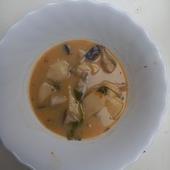 A picture of Thai Inspired King Trumpet Mushroom Soup.
