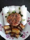 Vegetarian Roast Pork, Banh Hoi, and Vegetarian Sausage