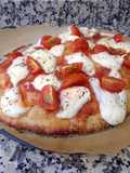Pizza con masa de trigo, arroz y garbanzo