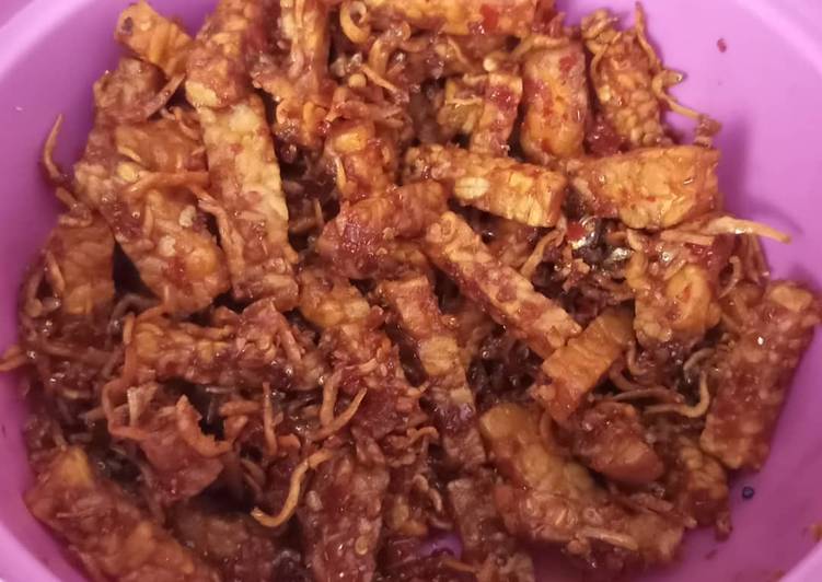 Cara Membuat Tempe orek teri rica rica, Enak