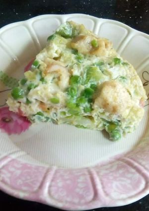 A picture of Delicious chicken egg pizza without oven.