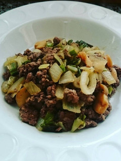 A picture of Ground Beef with Mushrooms.