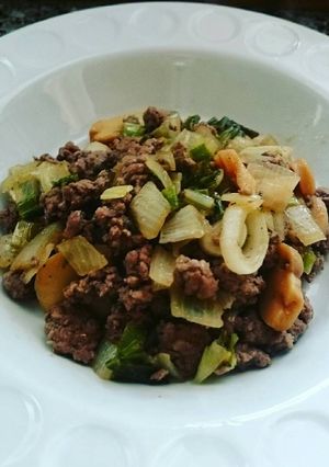A picture of Ground Beef with Mushrooms.