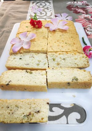 A picture of Rasmalai Tea Cake.