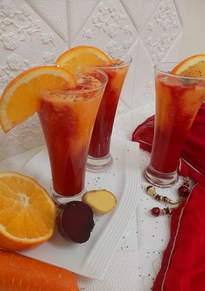 A picture of Orange,carrot and beet juice 😋.