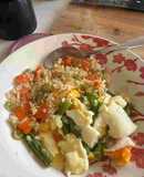 Habichuelas con parmesano y huevos