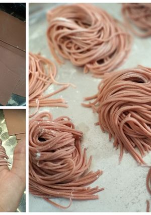 Foto resep Mie Bayam merah