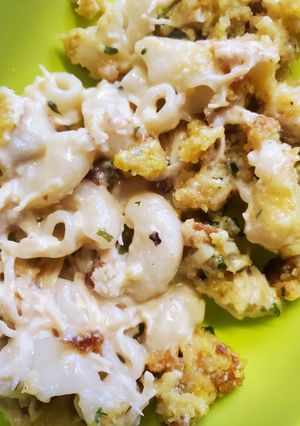 A picture of Chicken Mac casserole.