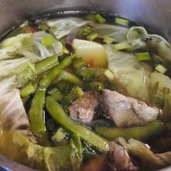 A picture of Pork and Veggies in Broth : Traditional Filipino Nilaga Soup.