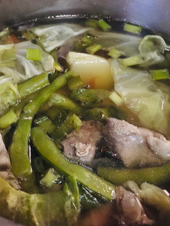 A picture of Pork and Veggies in Broth : Traditional Filipino Nilaga Soup.